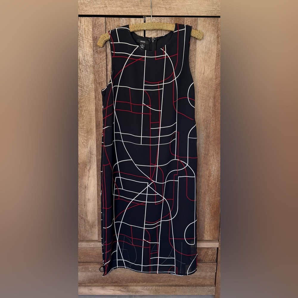 Alfani Black Skirt with Red and White Geometric Design